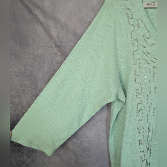 Lucky Brand Mint Green 2X Blouse With Delicate Beading - Picture 4 of 11